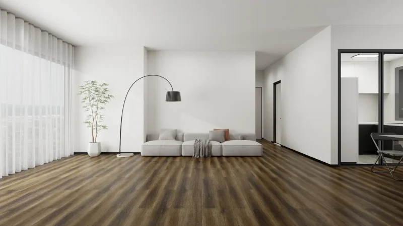 Piso Vinílico SPC Madera Querc Café Oscuro 18.2x122 cm
